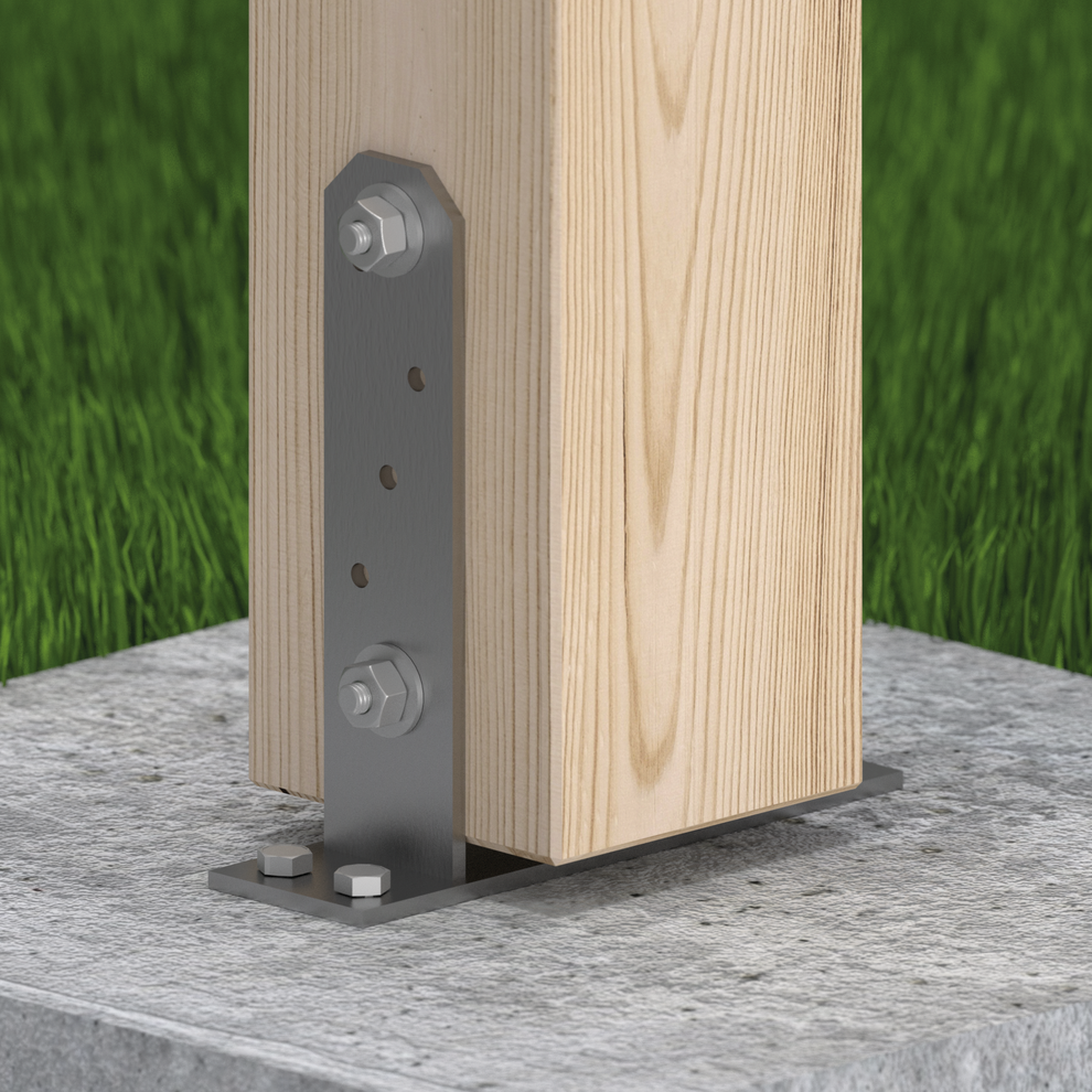100mm Base Plate Screwed to Concrete | Galvanised Steel Post Support ...
