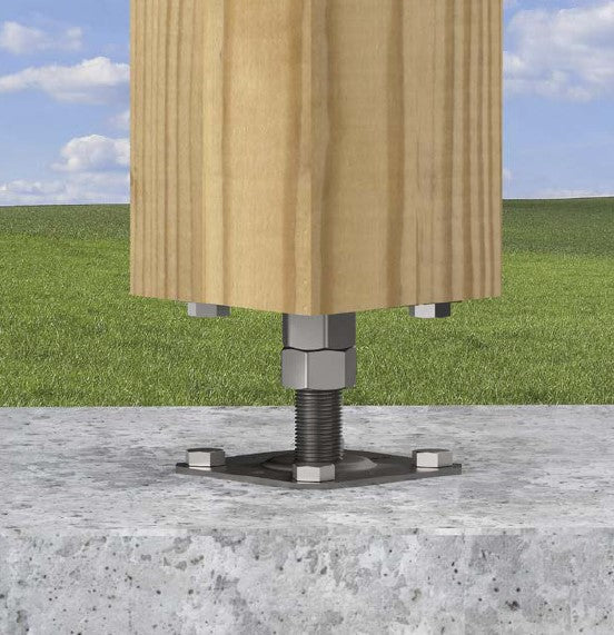 Heavy Duty Galvanised Adjustable Bolt Down Post Support Height 25cm Bar M20mm
