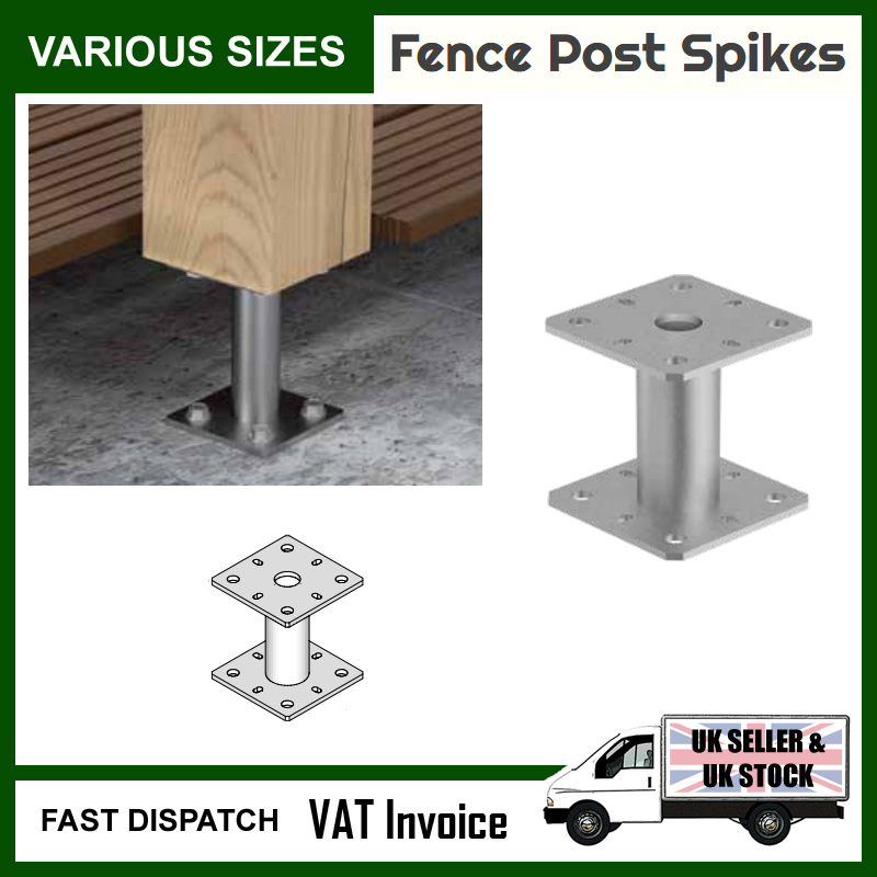 Heavy Duty Galvanised Bolt Down BASE POST SUPPORT / Foot / ELEVATOR 80mm & 100 mm