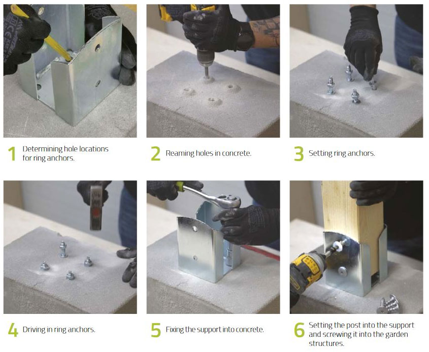 Bolt Down Square Post Pergola Support Brackets